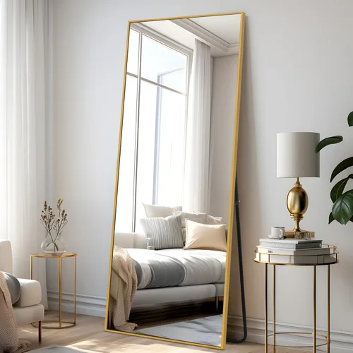 Vista 2 de NeuType - Espejo largo para poner parado, colgar o inclinar contra la pared, gran espejo rectangular para dormitorio, espejo de suelo, espejo