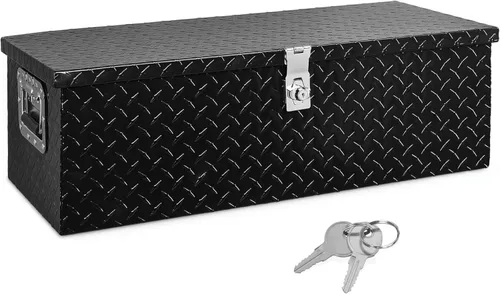 Caja de herramientas de aluminio de 30 pulgadas, cajas de herramientas resistentes para cama de camión, caja de herramientas para camión con placa