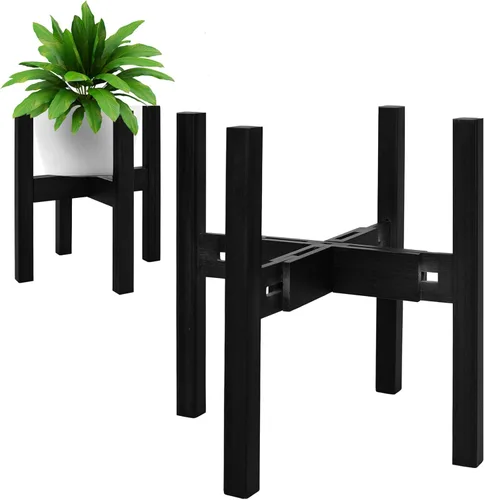 Vista 8 de Rnined Soporte para plantas de interior, estante de bambú para plantas, soporte ajustable para plantas de esquina, soporte para plantas de un solo