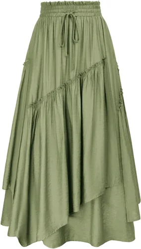 Scarlet Darkness Faldas largas para mujer, disfraz renacentista, falda larga de pirata, talla grande con bolsillos