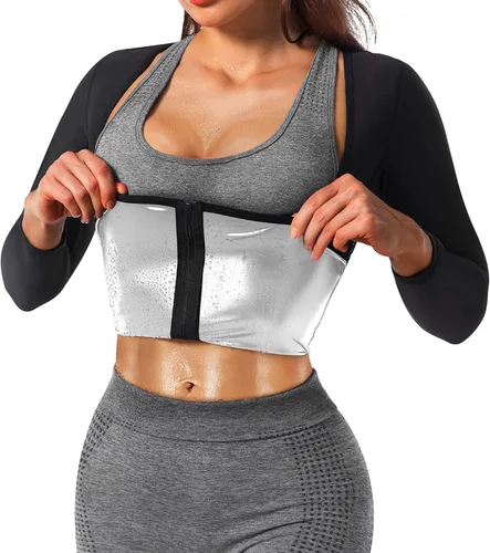 Vista 8 de Camiseta sauna para mujer, camiseta reductora y moldeadora de manga corta para entrenamiento y ejercicio