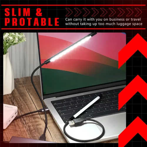 Vista 5 de Mudder Luz portátil USB para portátil - Interruptor táctil regulable regulable LED Lámpara blanca para computadora portátil PC (negro)