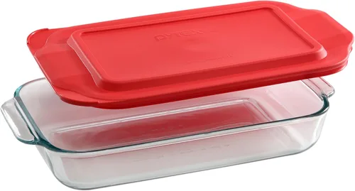 Vista 8 de Pyrex Easy Grab - Molde para pan de vidrio de 1.5 cuartos con tapa, bandeja para hornear de vidrio templado con asas grandes, no tóxico, tapa sin