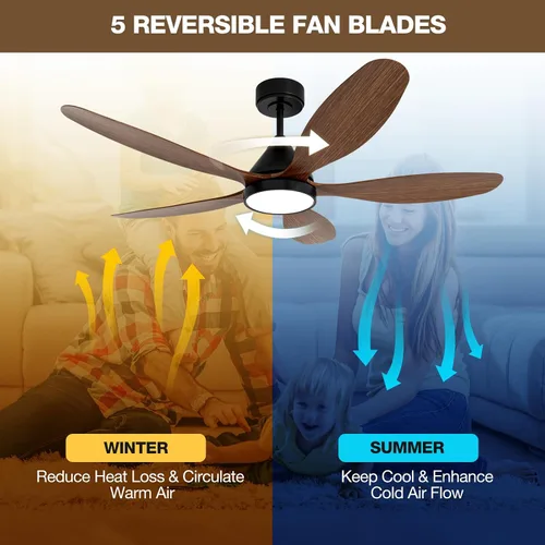 Vista 7 de Ventiladores de techo inteligentes de 52 pulgadas con luz, ventilador de techo reversible de 5 aspas con Alexa, controles de aplicación y control
