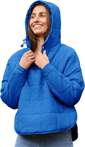 Vista 12 de QIBABU Chaqueta Puffer con Capucha de Gran Tamaño para Mujer Sudaderas con Capucha Ligeras Tipo Pullover Acolchadas Dolman Manga Larga Abrigo