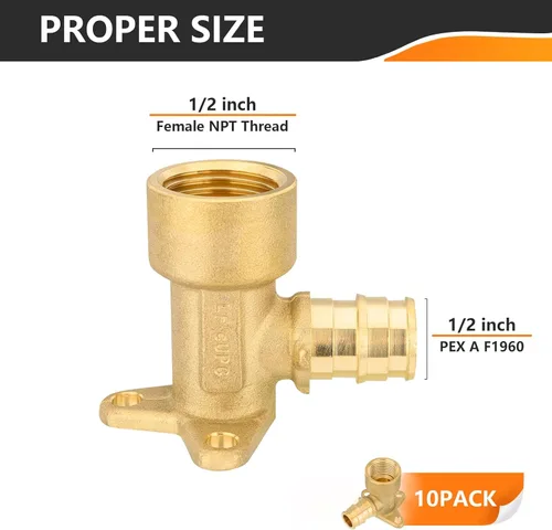 Vista 2 de HeSun Paquete de 10 accesorios Pex A, codo de oreja de expansión de 1/2 pulgada, rosca NPT hembra de 1/2 pulgada x expansión Pex A de 1/2 pulgada