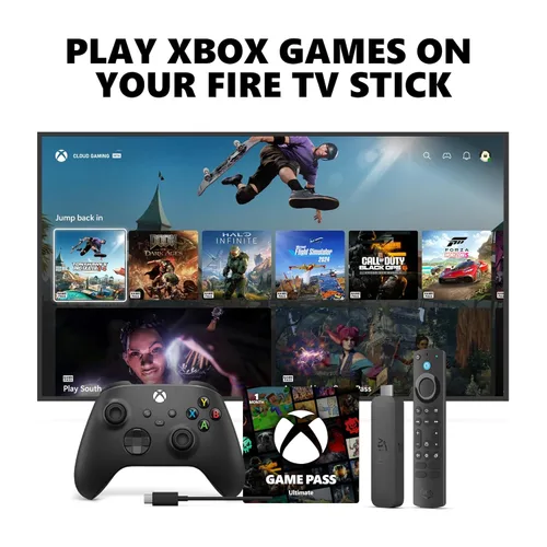 Vista 15 de Xbox Wireless Controller Deep Pink (2025) + Fire TV Stick 4K Game Pass Ultimate 1 Month Bundle - Play on Windows, Android, iOS & Smart TVs