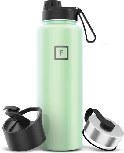 Vista 127 de IRON °FLASK - Botella deportiva de 14, 18, 22, 32, 40, 64 o 128 onzas, 3 tapas (boquilla), acero inoxidable aislado al vacío, doble pared moderna