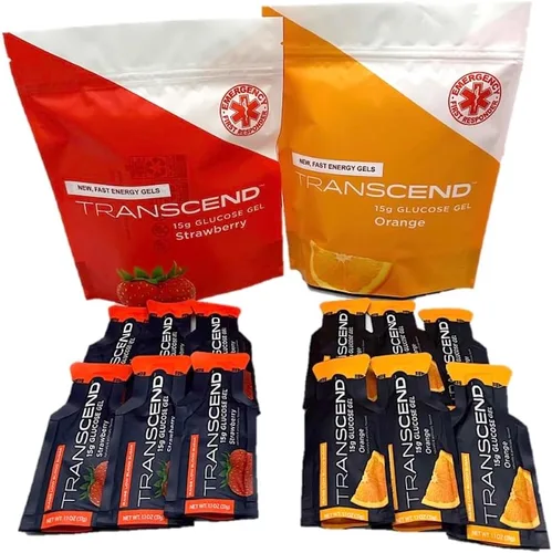 Vista 4 de Transcend - Gel de glucosa (0.53 oz) - Surtido de naranja y fresa (12)