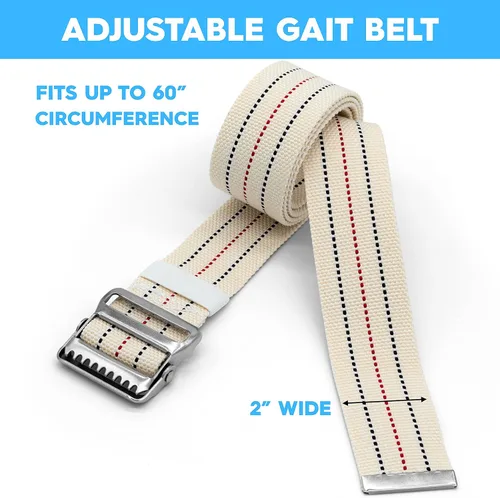 Vista 5 de LiftAid Cinturón de transferencia y marcha de 60 pulgadas con hebilla y bucle de metal, ayuda para caminar, pararse y transferir para personas Beige
