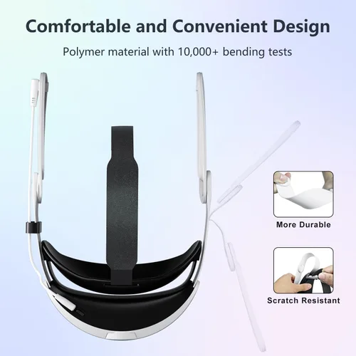 Vista 7 de Comfort Battery Head Strap 10000mAh Compatible with Quest 3 Accessories, Battery Pack Soft Cushion VR Elite Strap for Balance Weight, Extend