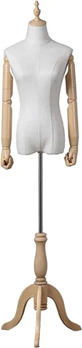 Vista 8 de Adjustable Female Dress Form Mannequin with Wooden Tripod Stand & Arm - Half Body Clothing Display Dummy for Tailoring & Design, with Head