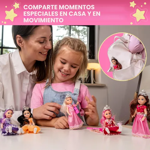 Vista 8 de Set de muñecas princesa de TOMLEON – 6 mini muñecas princesa con vestidos coloridos, coronas y joyas – Set de juego de rol de fantasía para niños