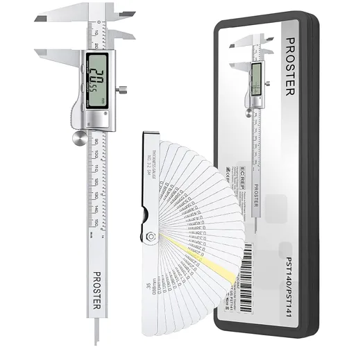 Proster Calibrador Vernier digital de 6 pulgadas, 5.906 in, fracción de pinza electrónica, pinza métrica para longitud, ancho, profundidad, diámetro