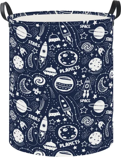 Vista 23 de Cesta de lavandería de 19.7 pulgadas, cesta de ropa sucia para niños, contenedor de almacenamiento de juguetes impermeable, decoración