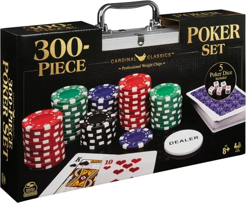 Vista 9 de Spin Master Games, Cardinal Classics, 300-Piece Poker Set with Aluminum Carrying Case & Professional Weight Chips & Poker Dice, for Ages 8+