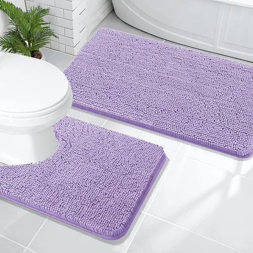 Vista 31 de OLANLY Juego de 2 alfombras de baño de felpilla suave y absorbente, antideslizantes, de secado rápido, lavables a máquina, accesorios de decoración
