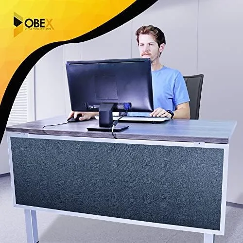 Vista 5 de OBEX Escritorio acústico modesto montado en la mesa, panel de privacidad y absorción de sonido para cubículos de oficina, 12 x 42 pulgadas, grafito