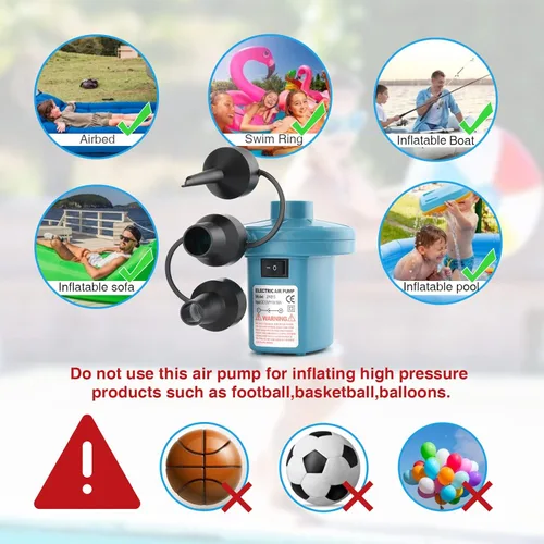Vista 3 de Bomba de aire eléctrica Bestrip, bomba de aire para colchones inflables, sofá, flotadores de piscina, juguetes inflables para botes y balsas, bomba