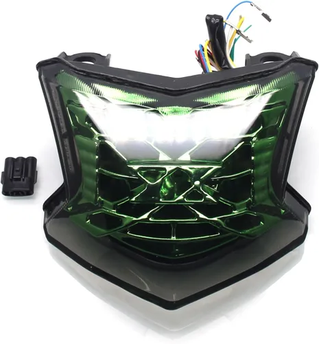 Vista 2 de MZS Luz trasera para motocicleta, intermitente LED integrado con señal de giro, lente verde compatible con Z900 2017-2024 / Z650 2017-2019 / EX 650