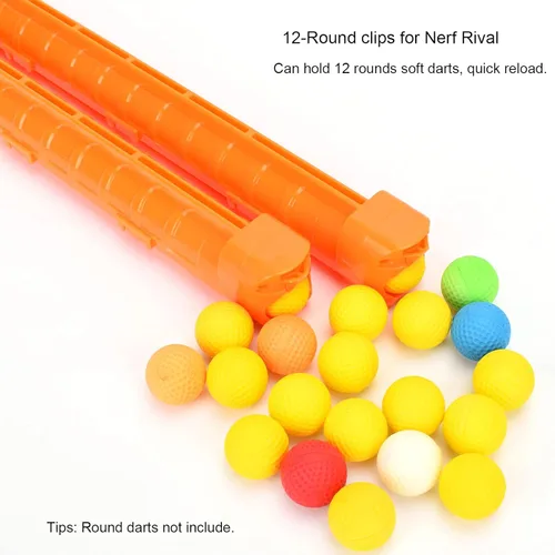 Vista 2 de Cargador de 12 rondas, paquete de 4 cargadores redondos con pinzas para Nerf Rival