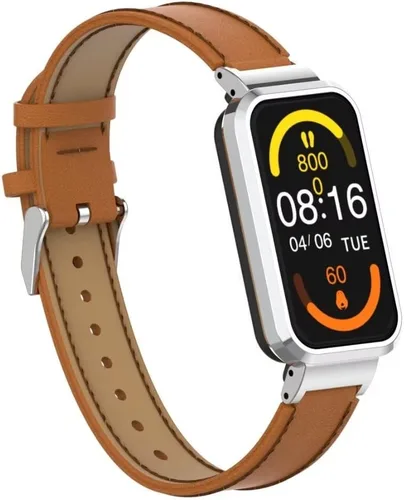 Vista 3 de Compatible con Xiaomi Redmi Smart Band Pro, correa de repuesto de cuero Redmi Smart Band Pro con marco de metal para Xiaomi Redmi Smart Band Pro