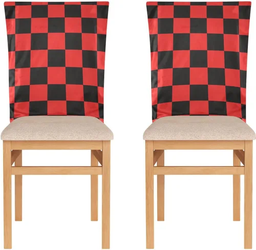 Vista 2 de Light Red and Black Checkered Pattern Decorative Birthday Seat Cover for Classroom Chair for Birthday Party Soft Waterproof Chair Covers for Dining