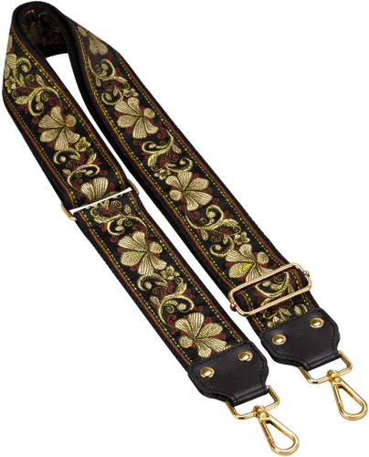 ZANQANO Correa cruzada de repuesto ajustable, estilo guitarra, jacquard, bordada, para bolso (flor vintage)