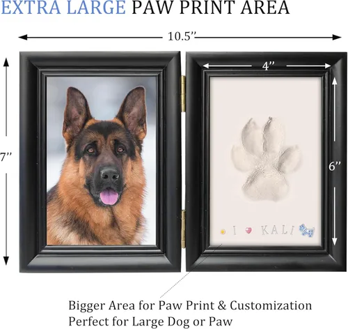 Vista 2 de MYPAWLETS Kit de Marco de Huellas de Pata de Perro o Gato con Adornos, Área Grande de Huellas de Pata, Kit de Impresión de Huellas de Mascotas
