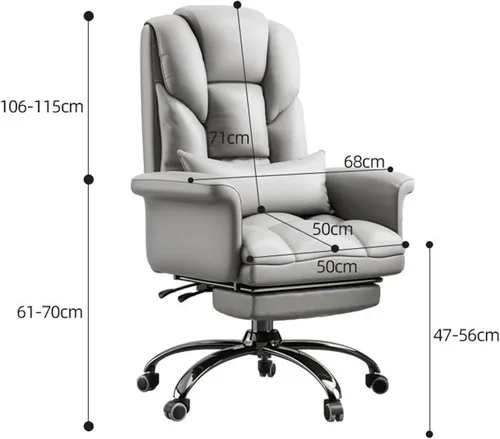 Vista 7 de Ergonomic Office Chair with Footrest, High Back PU Leather Executive Computer Chair with 135° Backrest and Lumbar Support for Home Desk Task, Easy