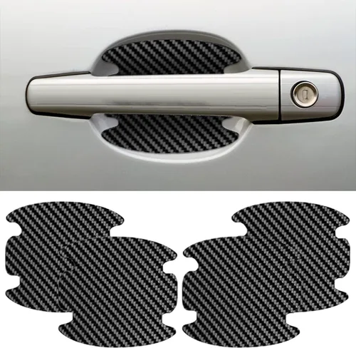 4 protectores contra rayones para tazones de manijas de puertas de automóvil, adhesivo de fibra de carbono para tazón de manija de puerta de