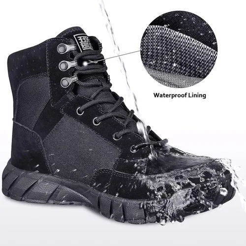 Vista 4 de FREE SOLDIER Waterproof Hiking Work Boots Men's Tactical Boots 6 Inches Lightweight Military Boots Breathable Desert Boots