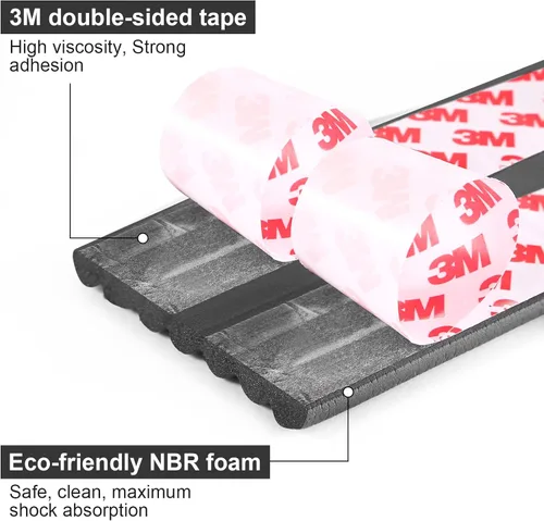 Vista 3 de Protector de esquina de borde a prueba de bebés, 16.4 pies acolchado con adhesivo 3M, acolchado de espuma de goma NBR suave extra ancho, muebles