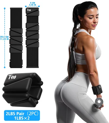 Vista 4 de T98 Wrist & Ankle Weights for Women Men, Wearable Wrist Weights Set of 2(1Lbs Each), Adjustable Arm Leg Bracelet Weights for Strength Training