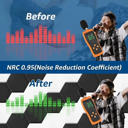 Vista 5 de Art3dwallpanels Paquete de 12 paneles acústicos autoadhesivos, color blanco y negro, paneles de pared insonorizados de 14 x 12 x 0.4 pulgadas