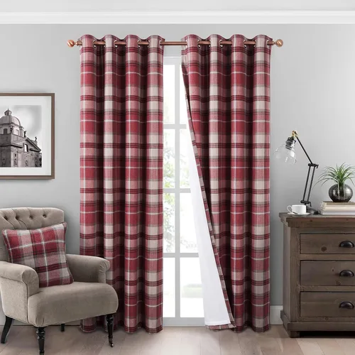 Vista 13 de always4u - Cortinas térmicas aisladas con diseño de cuadros, de 63 pulgadas de largo, de doble capa, cortinas térmicas para sala de estar