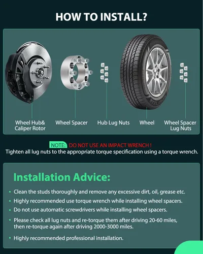 Vista 6 de SCITOO 4 espaciadores de rueda de 6 x 5.5 pulgadas de 2 pulgadas con pernos de 12 x 1.25 pulgadas de diámetro de 4.252 in, 6 lengüetas de 1.969 in