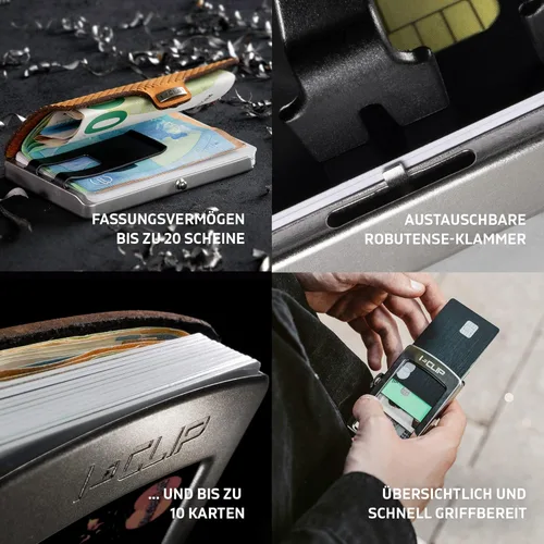 Vista 6 de I-CLIP Acero inoxidable con clip intercambiable - Cartera delgada - Cartera de cuero - Billetera premium - Tarjetero de acero inoxidable