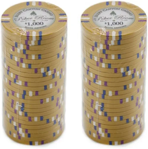 Vista 2 de Claysmith Gaming Bluff Canyon Poker Chip - Compuesto de arcilla pesada de 0.48 oz, paquete de 50