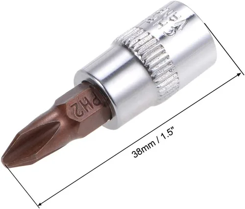 Vista 2 de uxcell 1/4 "Drive x PH2 Phillips Bit Socket, S2 Steel Bits, CR-V Sockets 1.5" Longitud (solo para uso manual), 3 piezas