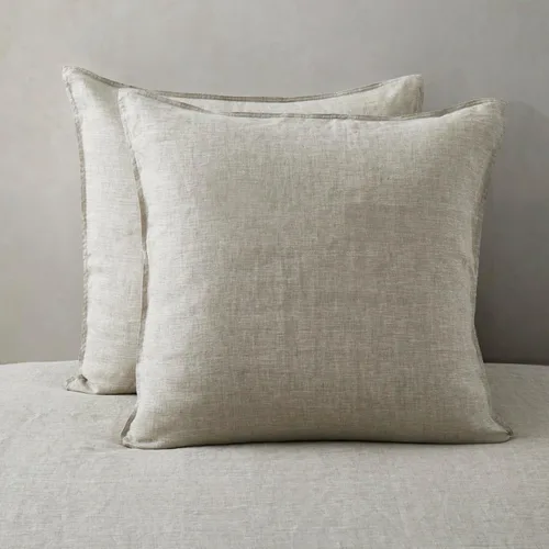 Vista 10 de ATLINIA Juego de 2 fundas de almohada 100% lino, tamaño estándar de 20 x 26 pulgadas, fundas de almohada de lino, color gris oscuro