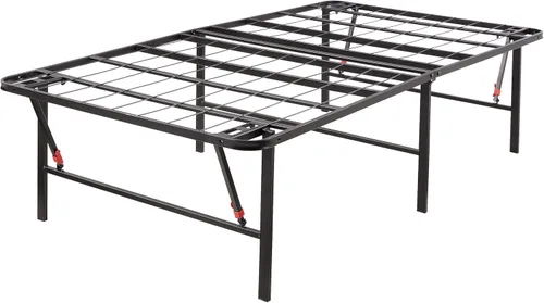 Vista 9 de Yaxa Basics Base de cama de metal, plataforma no plegable, fácil montaje, individual, 39 pulgadas de ancho x 75 pulgadas de largo x 14 pulgadas
