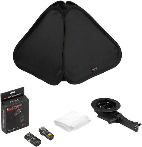 Vista 8 de Fotodiox Softbox plegable de 20 x 20 pulgadas, 1 kit de flash con disparador remoto para Canon, caja de luz plegable y soporte de luz rápida