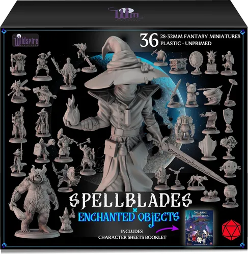 Wildspire Spellblades y Objetos Encantados para Miniaturas DND 28mm-32mm - Personajes Jugador-Personajes, NPC a Granel - Minis D&D Sin Pintar -