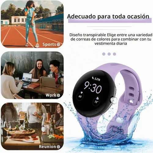 Vista 7 de Correas delgadas compatibles con Google Pixel Watch 4 3 (41mm)/Pixel Watch 2 1, correas ajustables transpirables de silicona suave deportiva