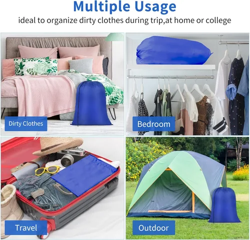 Vista 6 de OTraki 2 bolsas de lavandería de 24 x 32 pulgadas con cordón de viaje, bolsas de lavandería resistentes para ropa sucia, bolsa de forro lavable a