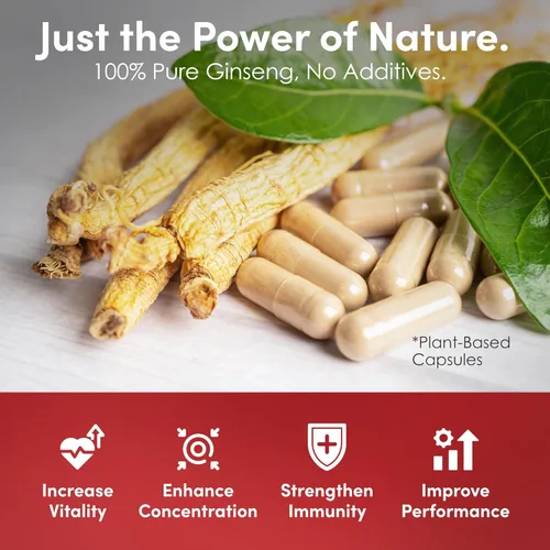 Vista 6 de Ginseng rojo coreano (raíz de 6 años) (ginsenósido mejorado) 120 cápsulas veganas