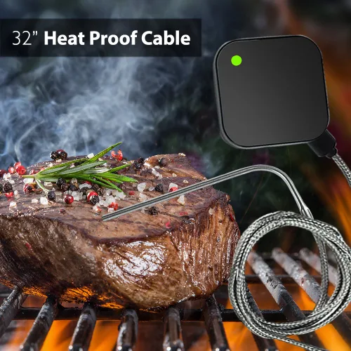 Vista 3 de NutriChef Termómetro inteligente Bluetooth para parrilla de barbacoa – Sonda de acero inoxidable mejorada V2 – Alerta remota inalámbrica iOS Android