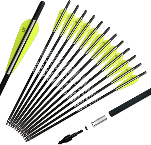 Vista 12 de Pernos de ballesta de carbono de 20 pulgadas, flechas de caza con paletas de 4 pulgadas y punta de flecha reemplazada (paquete de 12)