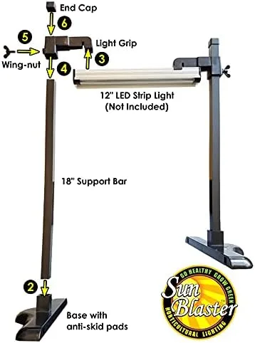 Vista 6 de Park Seed Sunblaster Seed Starting Soporte de luz universal T5 para encimera de cultivo en interiores con barras de soporte de 18 pulgadas